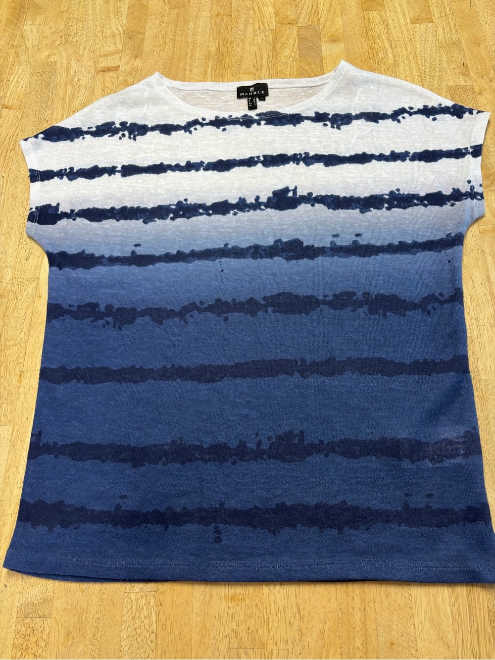 MARBLE Navy and White Striped Lightweight Tee